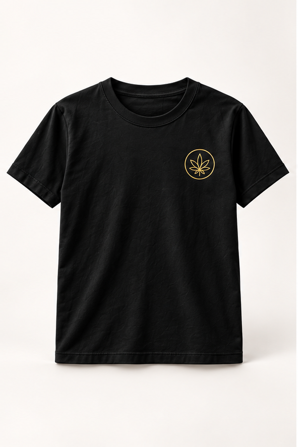 Jet Black Classic Emblem Tee — front view